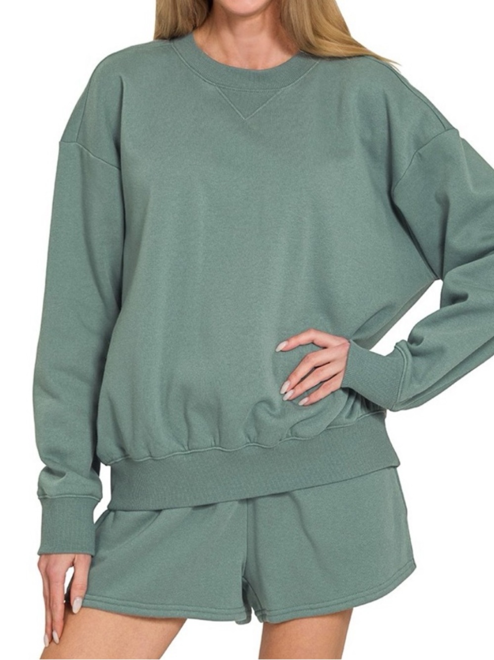 Zenana Outfitters cotton slub two piece shorts set